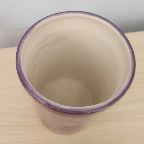 Wine Bucket Ice Ceramic Hand Painted Glazed Grape Cluster Design  6 " Wide  8" T - Picture 8 of 9